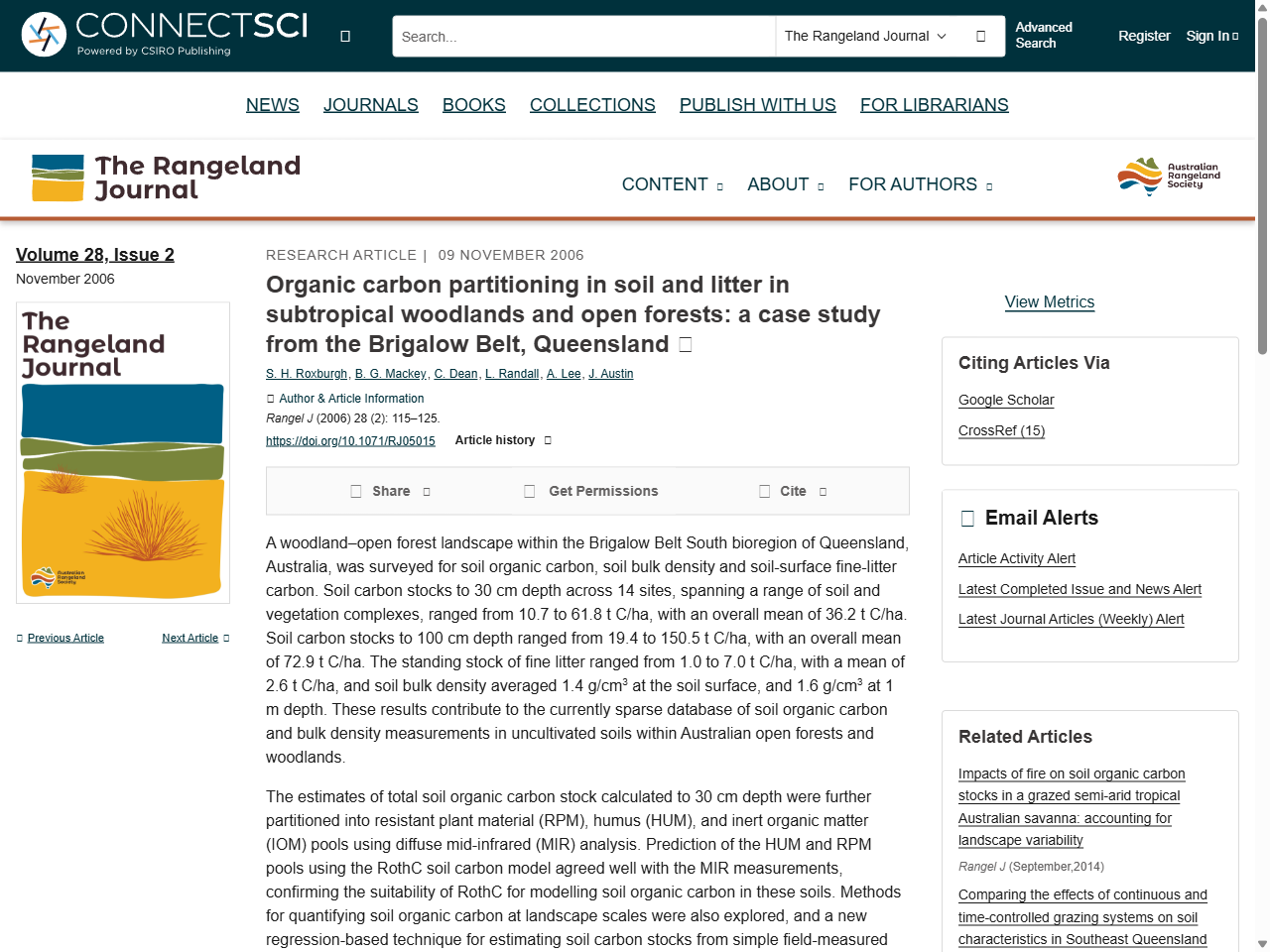Preview of Organic carbon partitioning in soil and litter in subtropical woodlands and open forests: a case study from the Brigalow Belt, Queensland - CSIRO PUBLISHING | The Rangeland Journal, accessed July 31, 2025,
