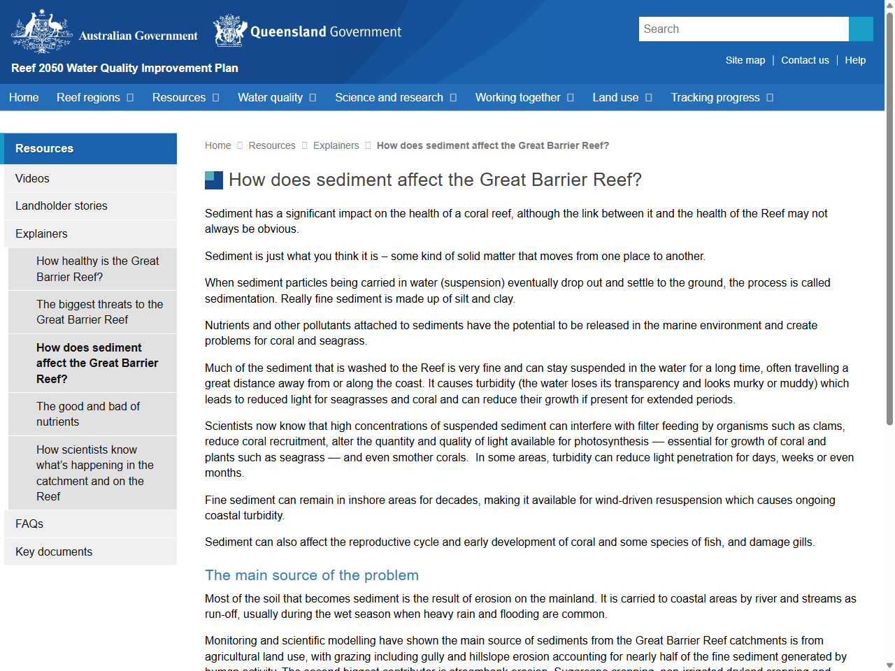 Preview of How does sediment affect the Great Barrier Reef?
