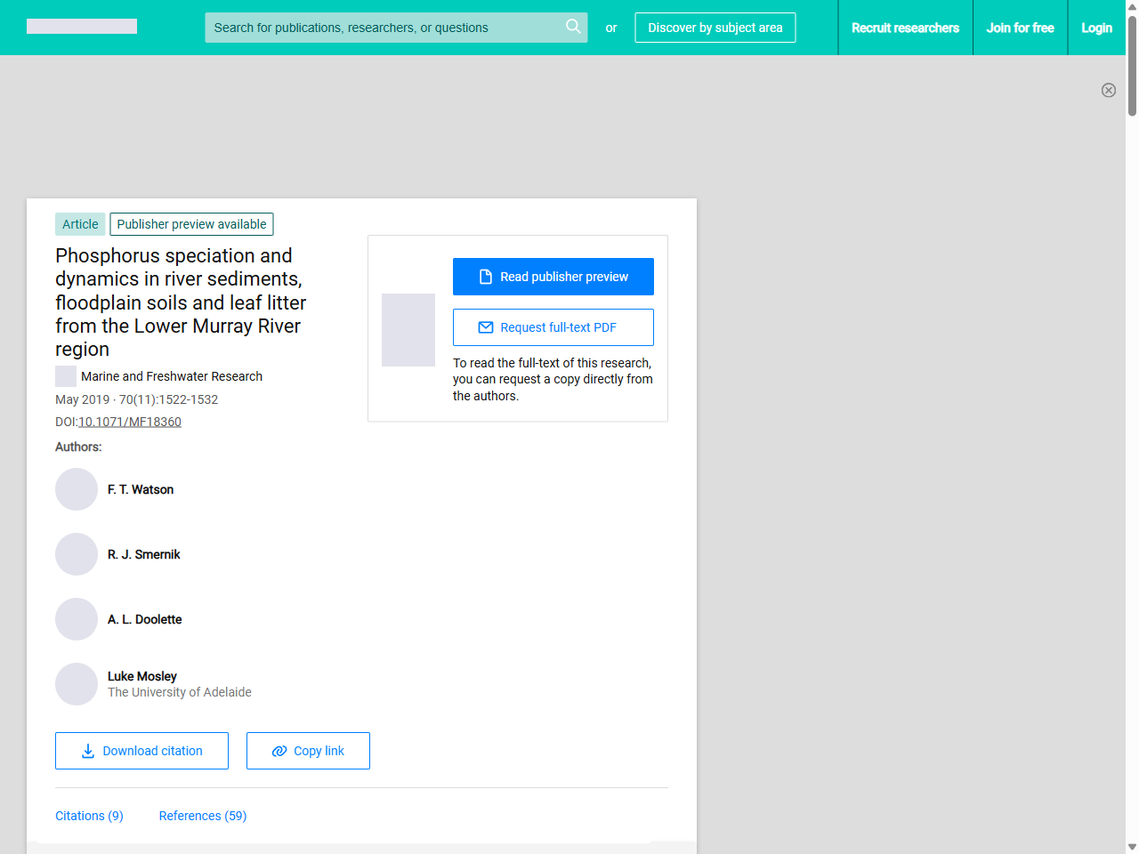 Preview of Phosphorus speciation and dynamics in river sediments, floodplain soils and leaf litter from the Lower Murray River region | Request PDF - ResearchGate, accessed July 21, 2025,