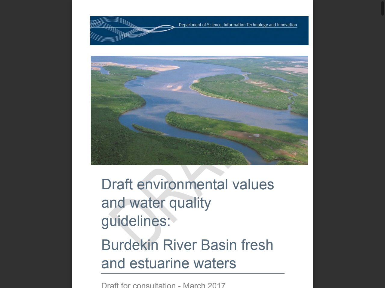 Preview of Draft environmental values and water quality guidelines: Burdekin Basin fresh and estuarine waters - Queensland Environment Department, accessed July 13, 2025, 