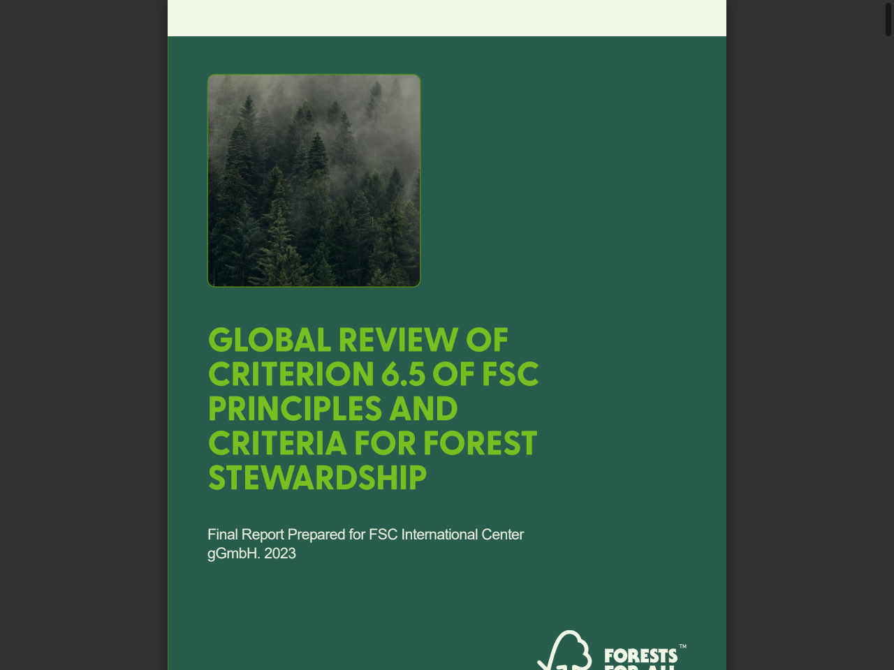 Preview of FSC Global Review Report Criterion 6.5