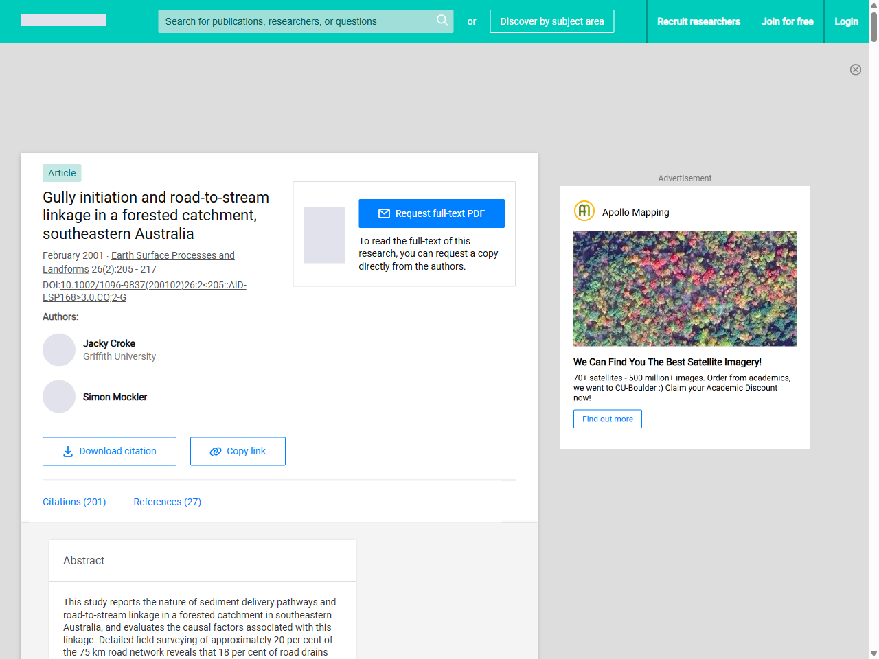Preview of Gully initiation and road-to-stream linkage in a forested catchment, southeastern Australia | Request PDF - ResearchGate, accessed July 20, 2025, 
