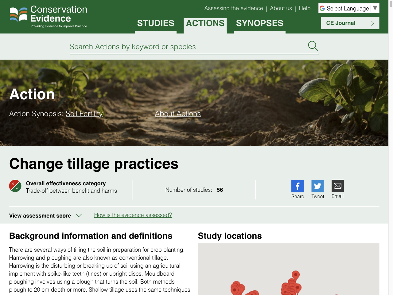 Preview of Change tillage practices - Conservation Evidence, accessed May 11, 2025