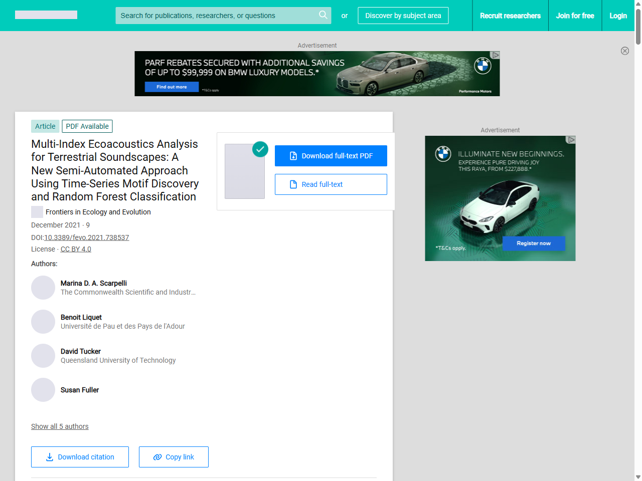 Preview of Multi-Index Ecoacoustics Analysis for Terrestrial Soundscapes: A New Semi-Automated Approach Using Time-Series Motif Discovery and Random Forest Classification - ResearchGate