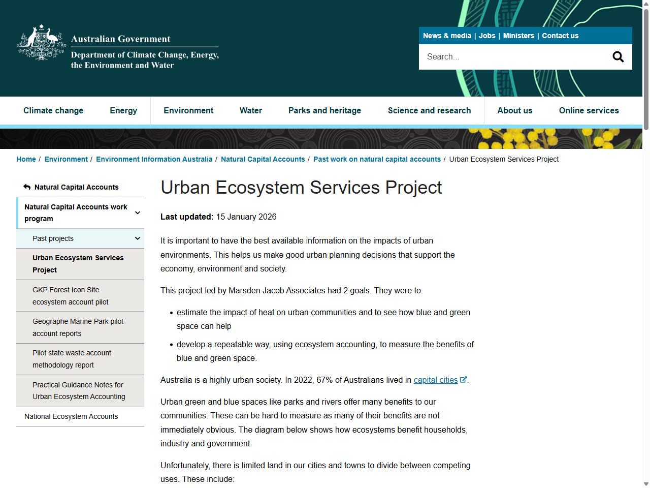 Preview of Urban Ecosystem Services Project - DCCEEW, accessed July 13, 2025