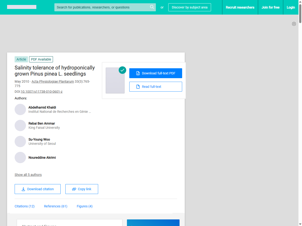 Preview of Salinity tolerance of hydroponically grown Pinus pinea L. seedlings - ResearchGate, accessed May 16, 2025,