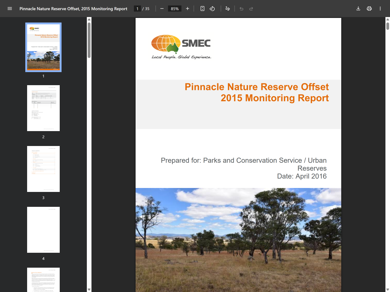 Preview of Pinnacle Nature Reserve Offset 2015 Monitoring Report