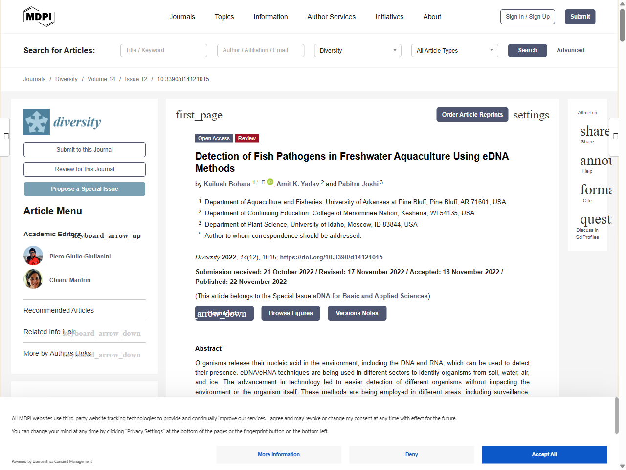 Preview of The application of environmental DNA (eDNA) methods for the monitoring and detection of aquatic microorganisms in aquaculture - BORIS Theses, accessed August 17, 2025