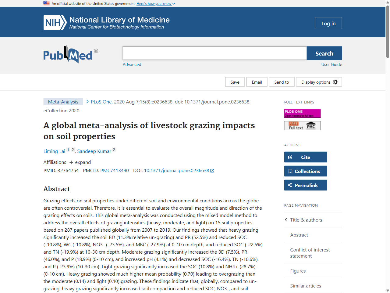 Preview of A global meta-analysis of livestock grazing impacts on soil properties - PubMed