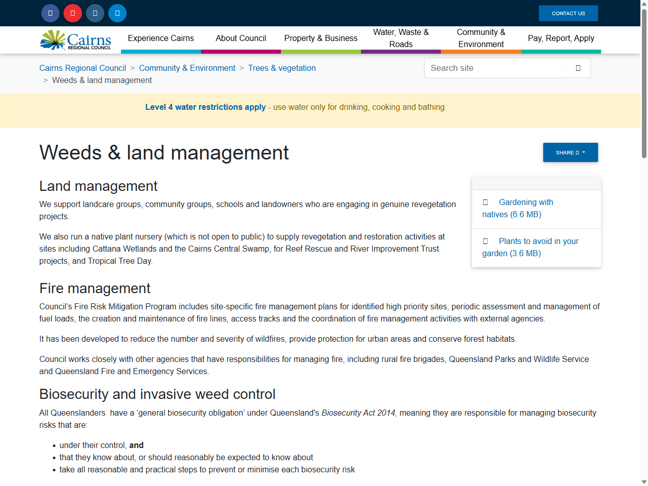 Preview of Weeds & land management | Cairns Regional Council