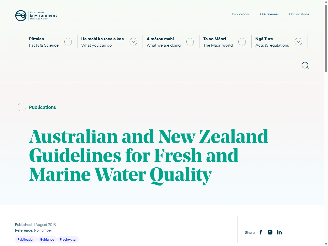 Preview of Australian and New Zealand Guidelines for Fresh and Marine Water Quality (2000)