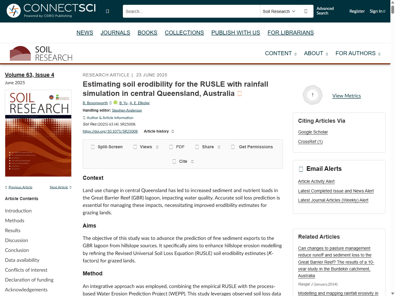 Preview of Estimating soil erodibility for the RUSLE with rainfall simulation in central Queensland, Australia - CSIRO Publishing, accessed August 6, 2025