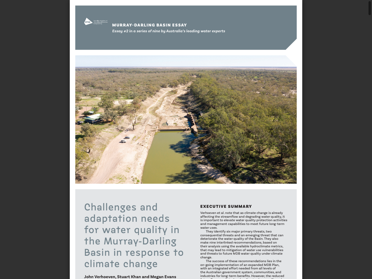 Preview of Challenges and adaptation needs for water quality in the Murray-Darling Basin in response to climate change - Australian Academy of Technological Sciences and Engineering (ATSE), accessed July 21, 2025