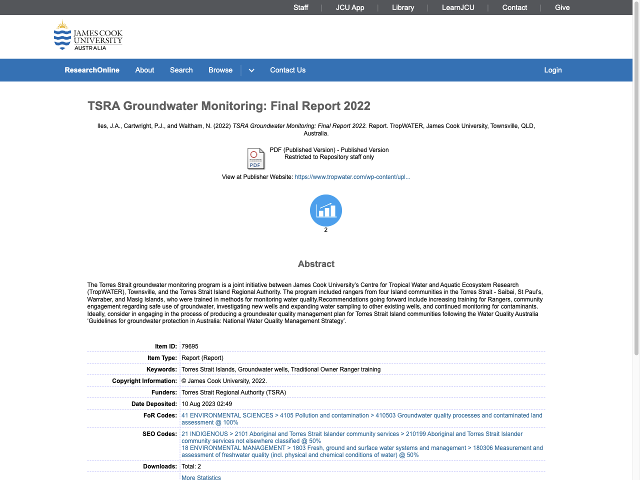 Preview of TSRA Groundwater Monitoring: Final Report 2022, accessed August 3, 2025, 