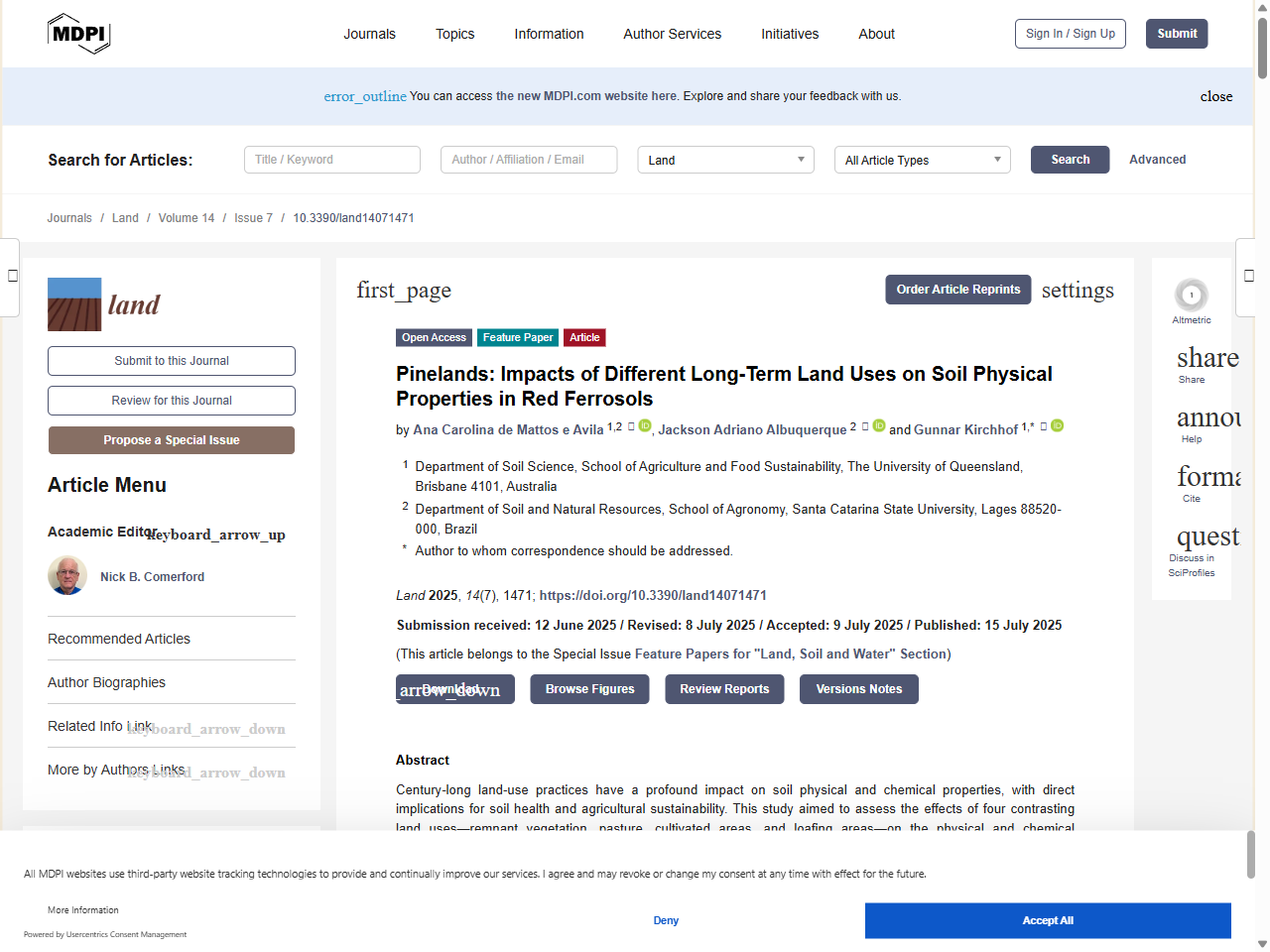 Preview of Pinelands: Impacts of Different Long-Term Land Uses on Soil Physical Properties in Red Ferrosols - MDPI, accessed July 19, 2025