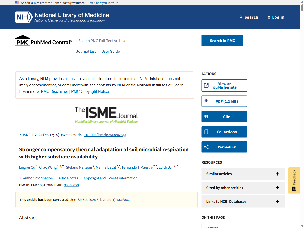 Preview of Stronger compensatory thermal adaptation of soil microbial respiration with higher substrate availability - PMC, accessed August 28, 2025,