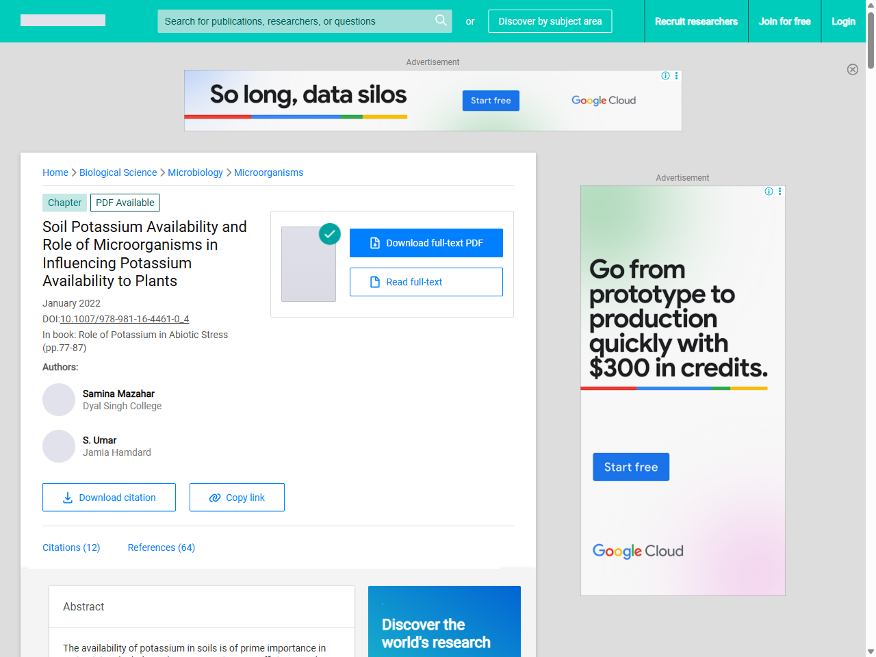 Preview of Soil Potassium Availability and Role of Microorganisms in Influencing Potassium Availability to Plants - ResearchGate