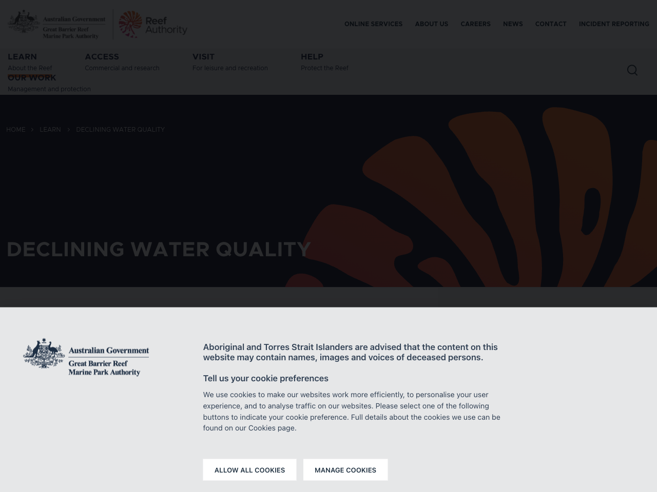 Preview of Declining water quality - Great Barrier Reef Marine Park Authority, accessed August 1, 2025