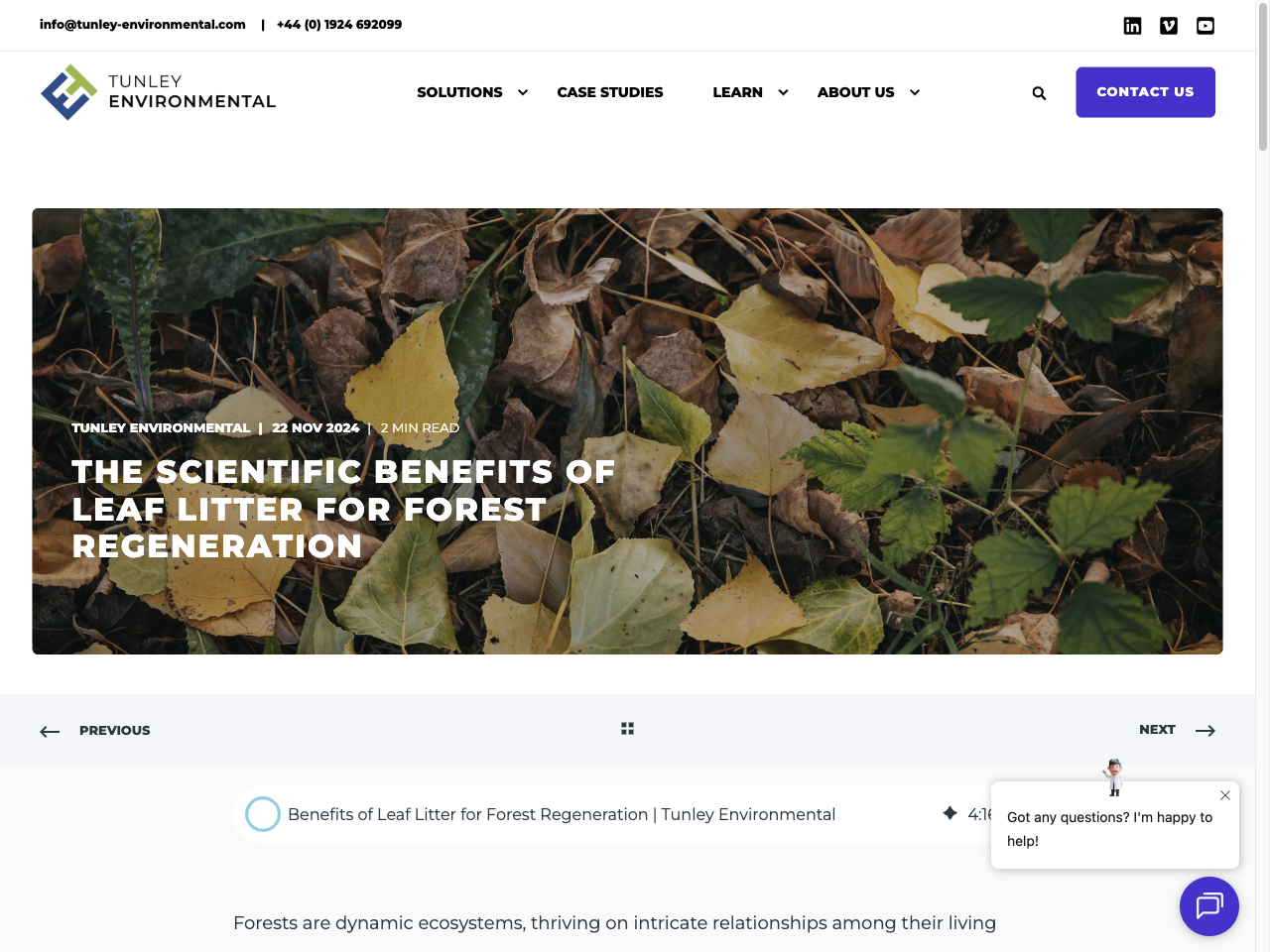 Preview of Benefits of Leaf Litter for Forest Regeneration - Tunley Environmental, accessed July 22, 2025, 