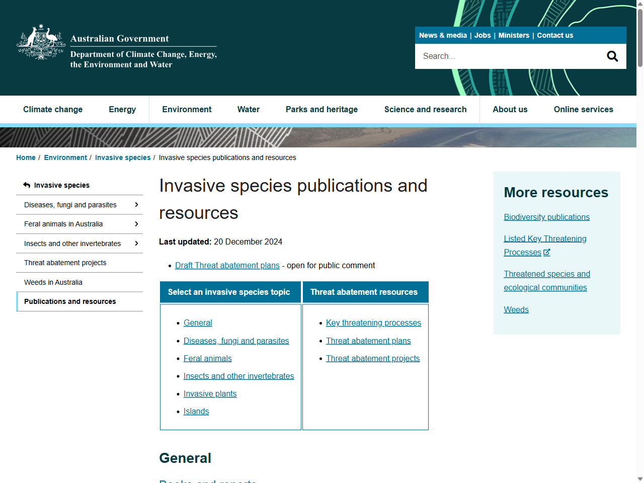 Preview of Invasive species publications and resources - DCCEEW