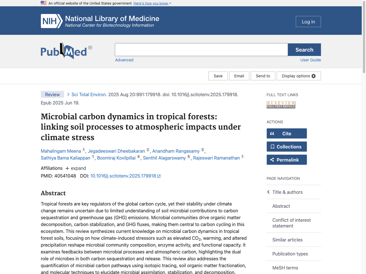 Preview of Microbial carbon dynamics in tropical forests: linking soil processes to atmospheric impacts under climate stress - PubMed, accessed July 30, 2025,
