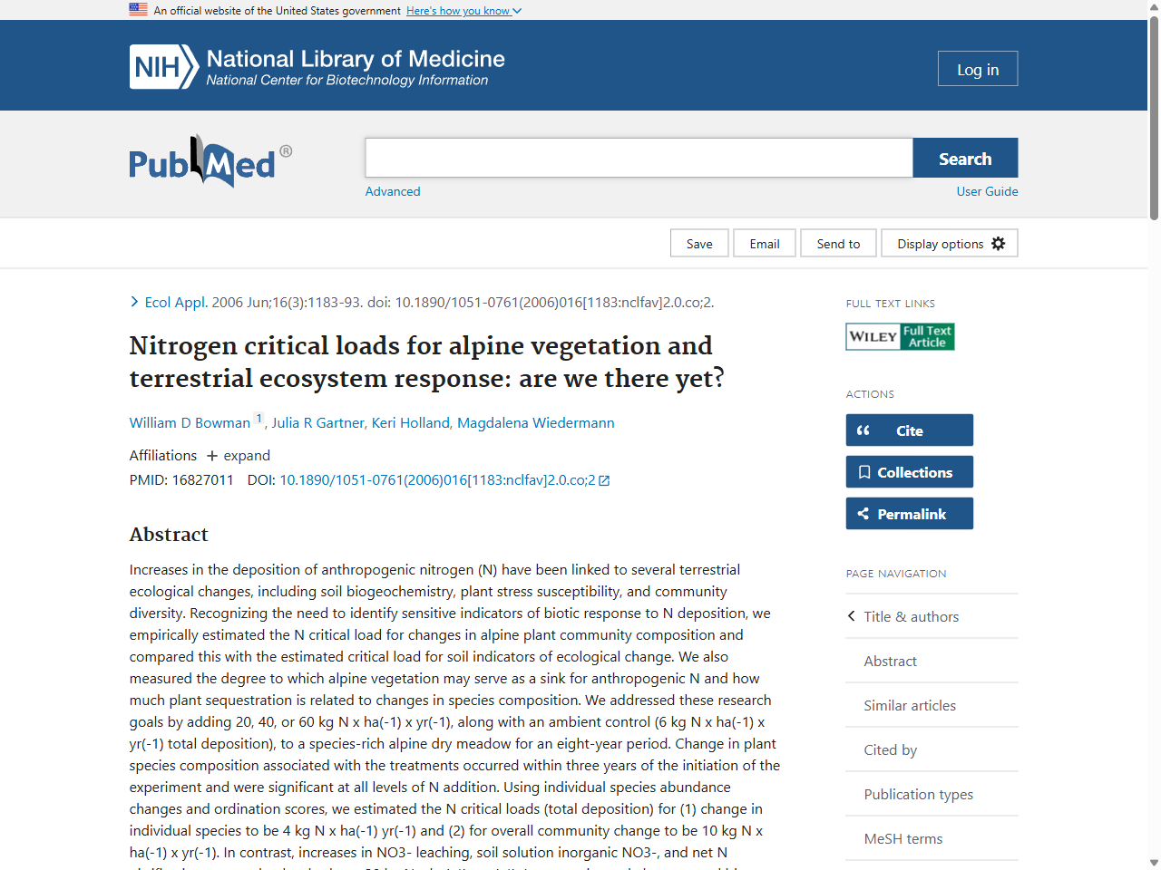 Preview of Impact of atmospheric Nitrogen deposition on upland and alpine ecosystems
