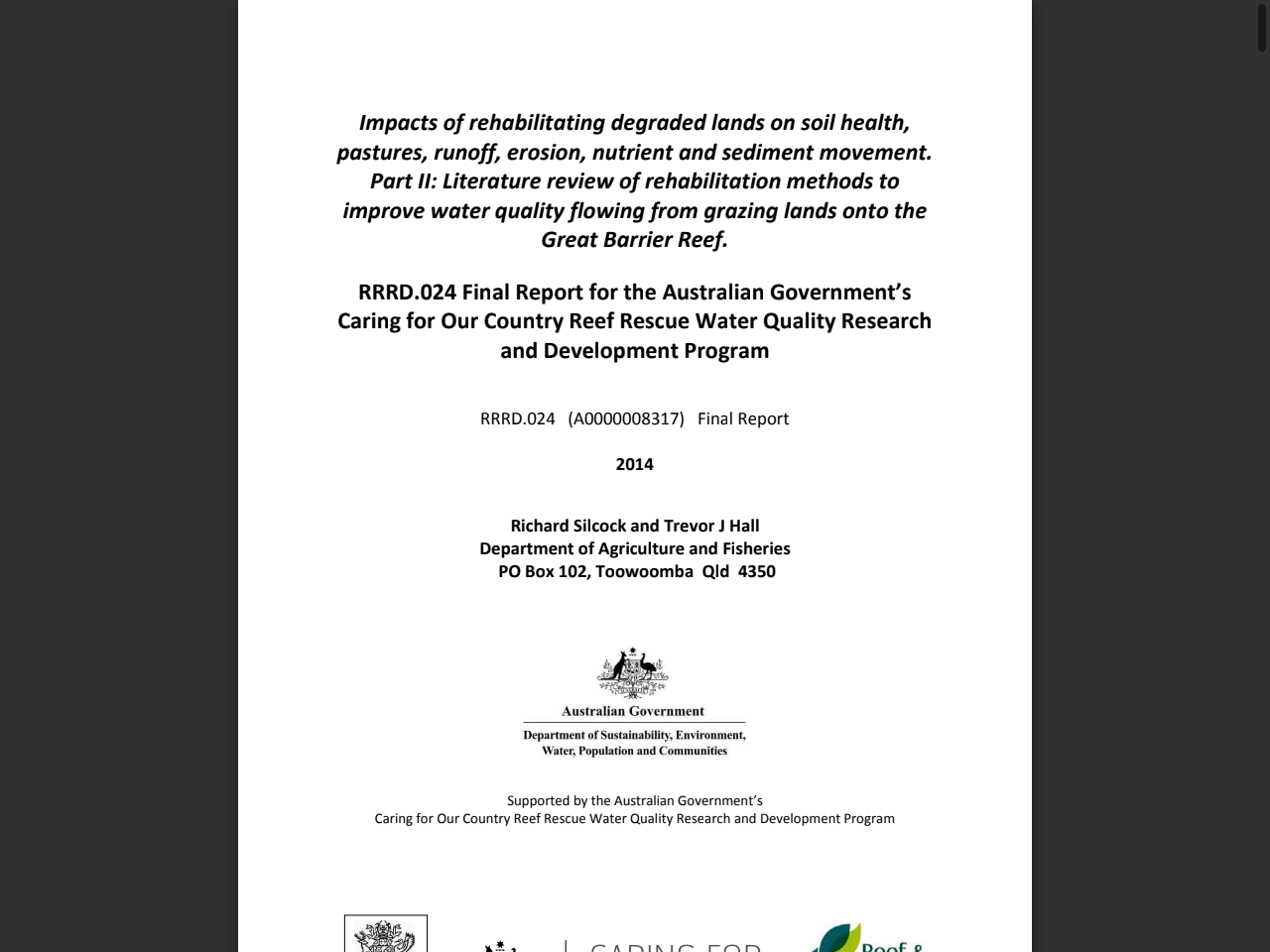 Preview of Impacts of rehabilitating degraded lands on soil health, pastures, runoff, erosion, nutrient and sediment movement. Part II, accessed July 13, 2025,