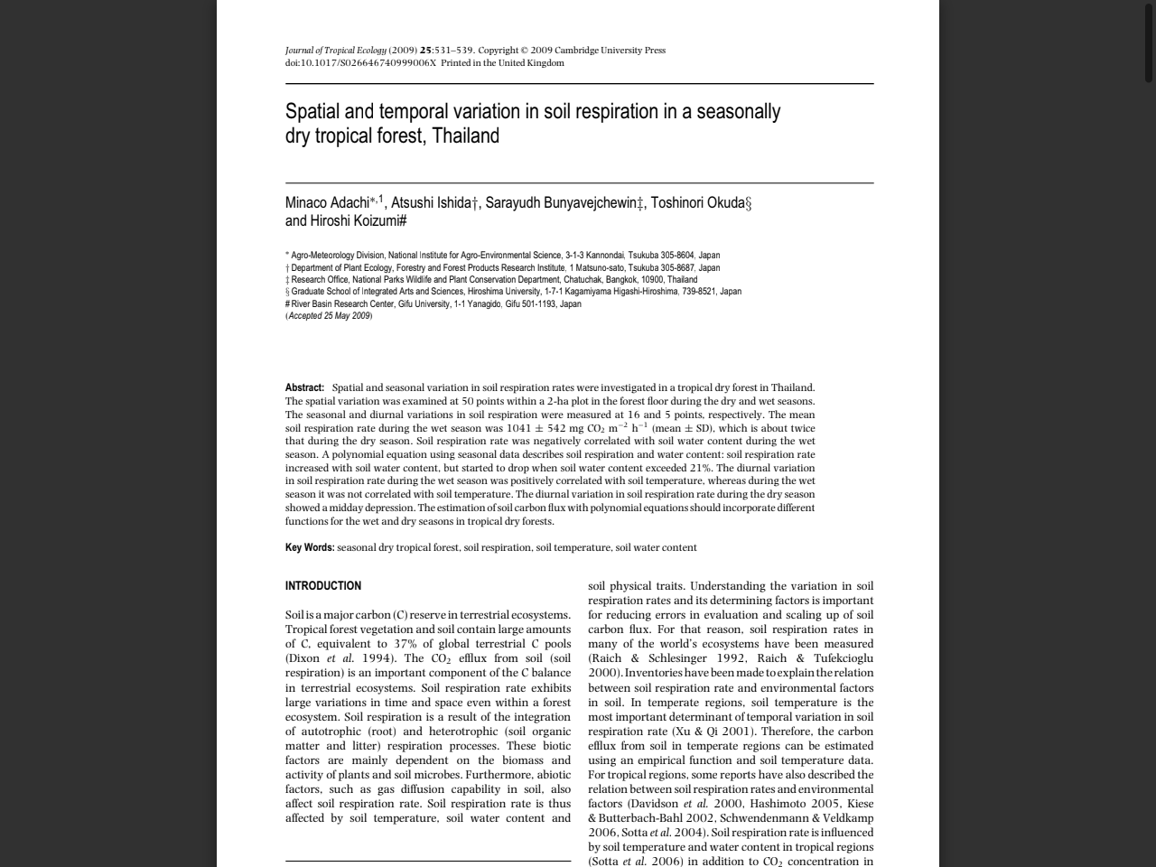 Preview of Comparison and environmental controls of soil respiration in primary and secondary dry dipterocarp forests in Thailand - Frontiers, accessed August 4, 2025,