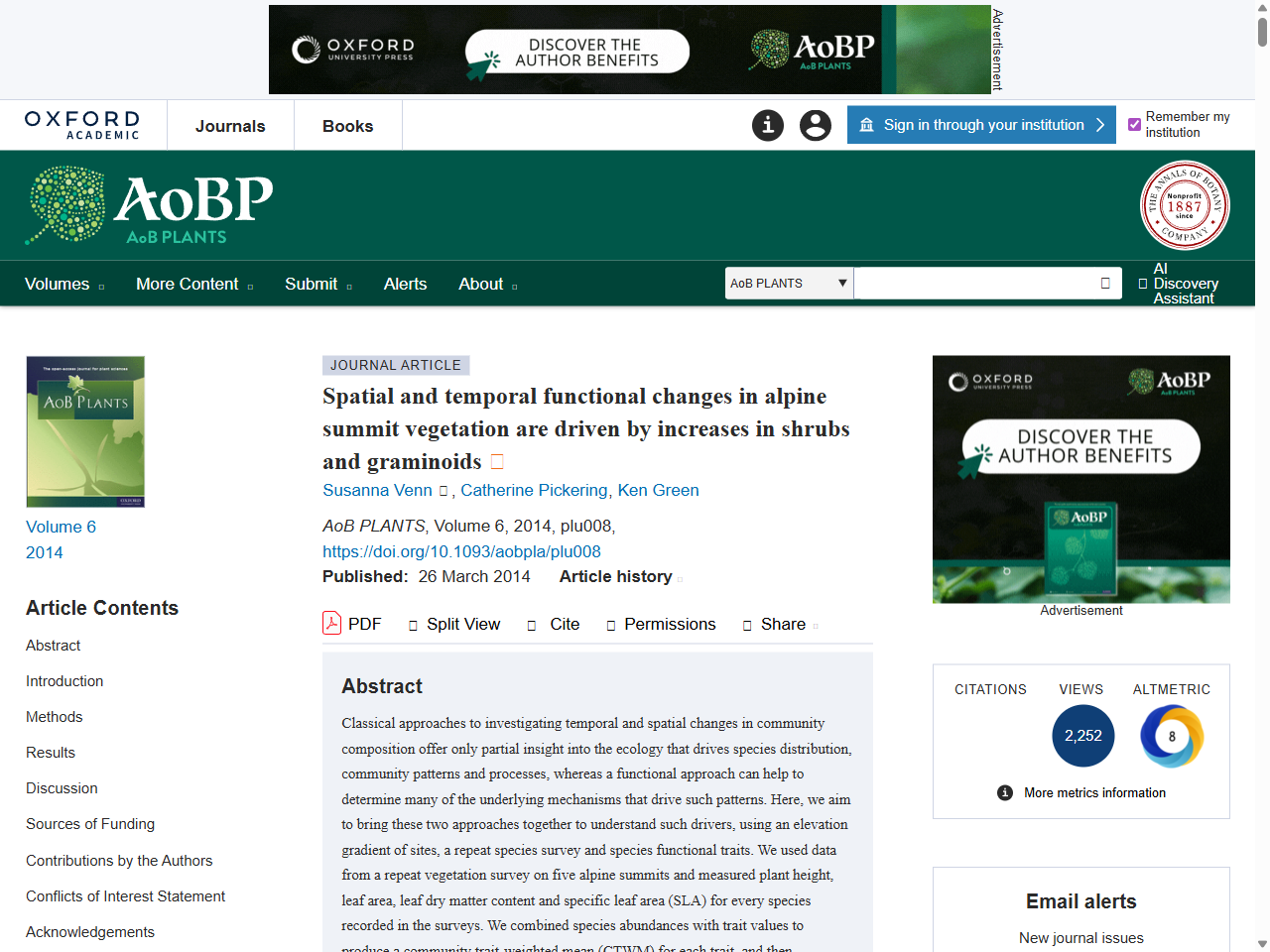 Preview of Spatial and temporal functional changes in alpine summit vegetation ..., accessed on May 28, 2025,