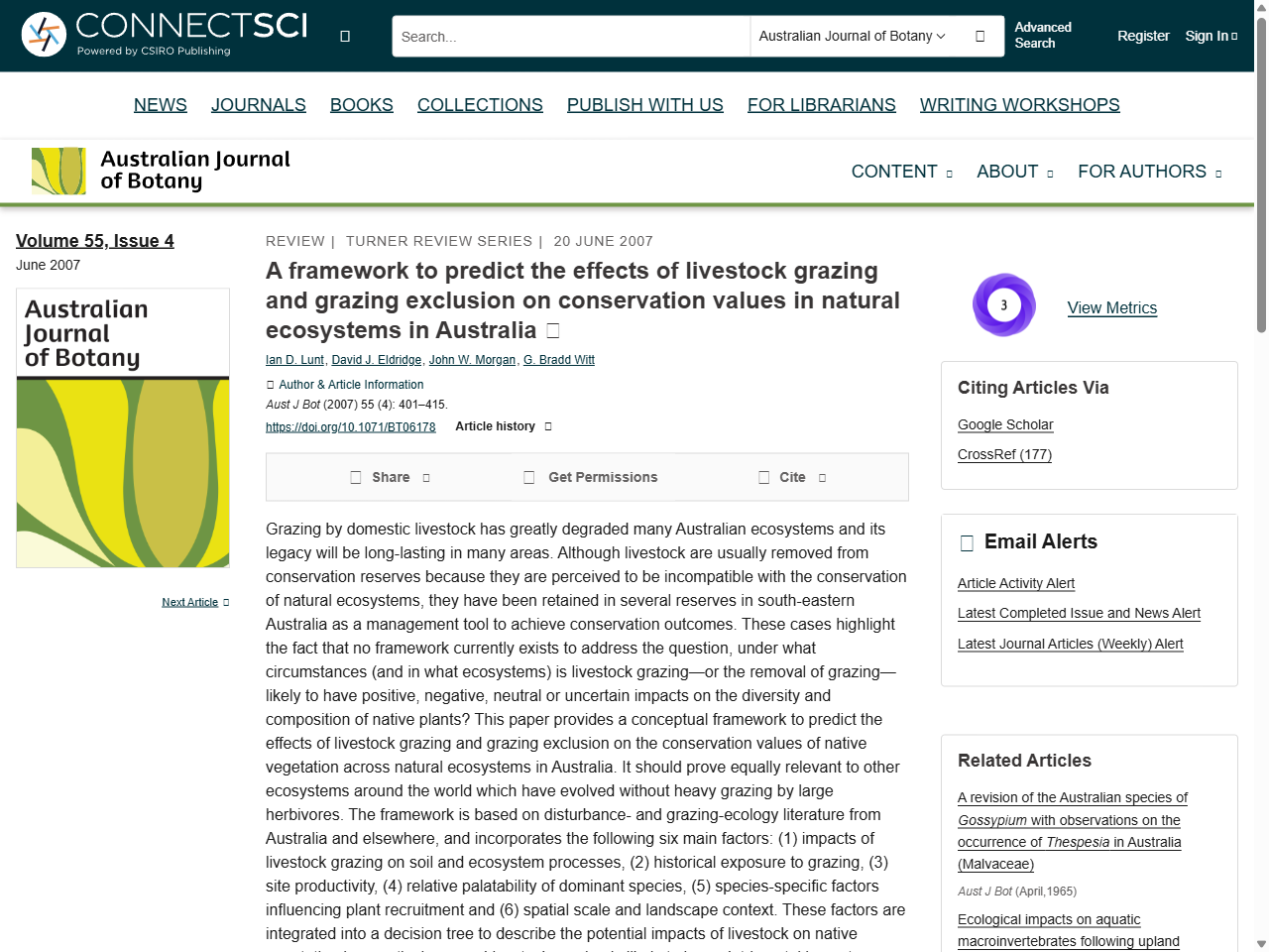 Preview of A framework to predict the effects of livestock grazing and grazing exclusion on conservation values in natural ecosystems in Australia