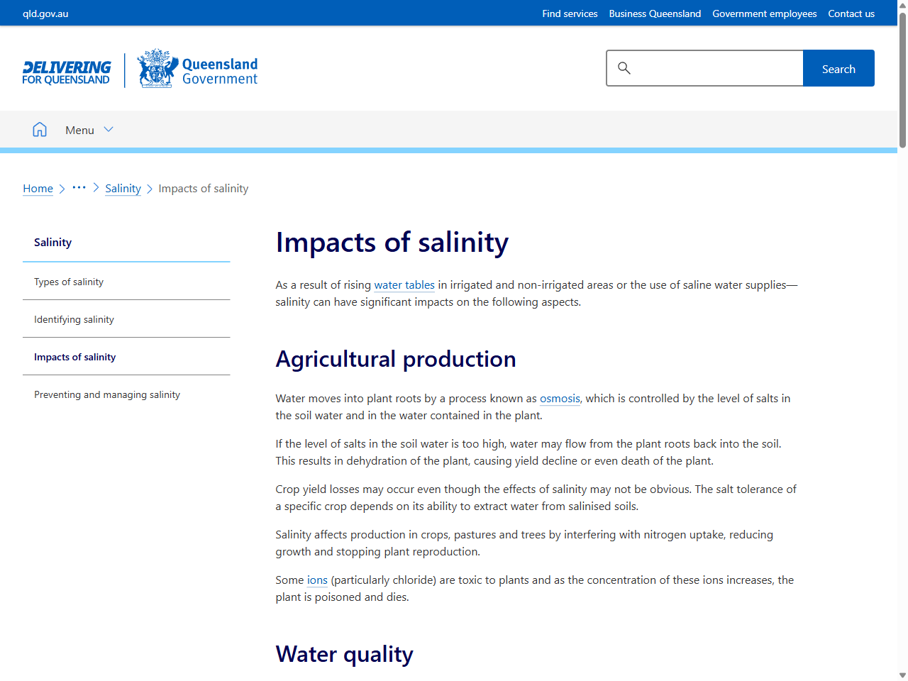 Preview of Impacts of salinity | Environment, land and water - Queensland Government, accessed May 13, 2025, 