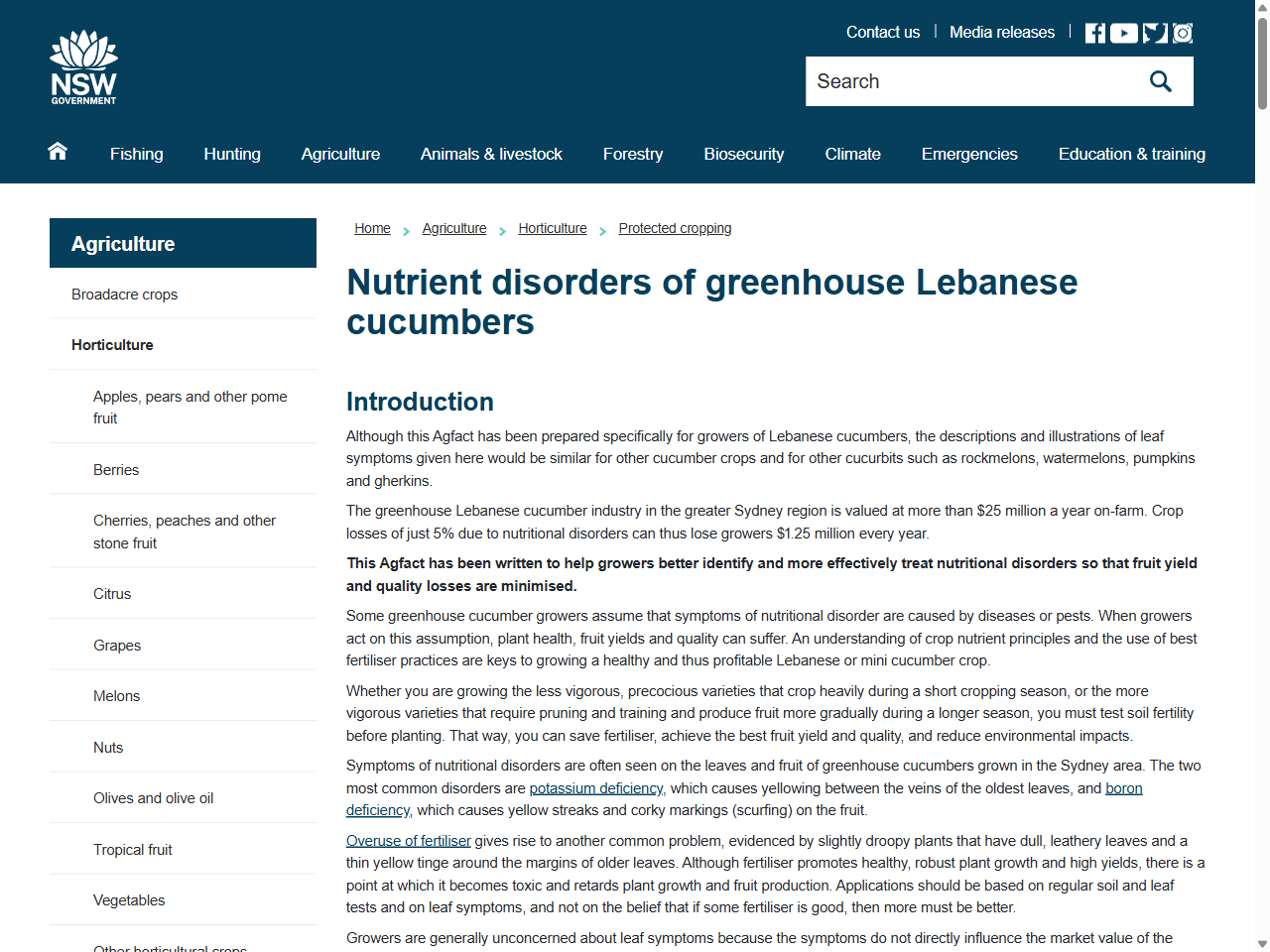 Preview of Nutrient disorders of greenhouse Lebanese cucumbers, accessed July 16, 2025,