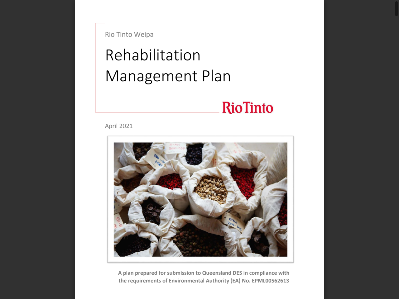 Preview of Rio Tinto Weipa - Rehabilitation Management Plan - NET, accessed August 1, 2025, 