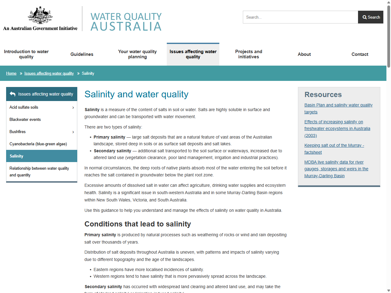 Preview of Salinity and water quality