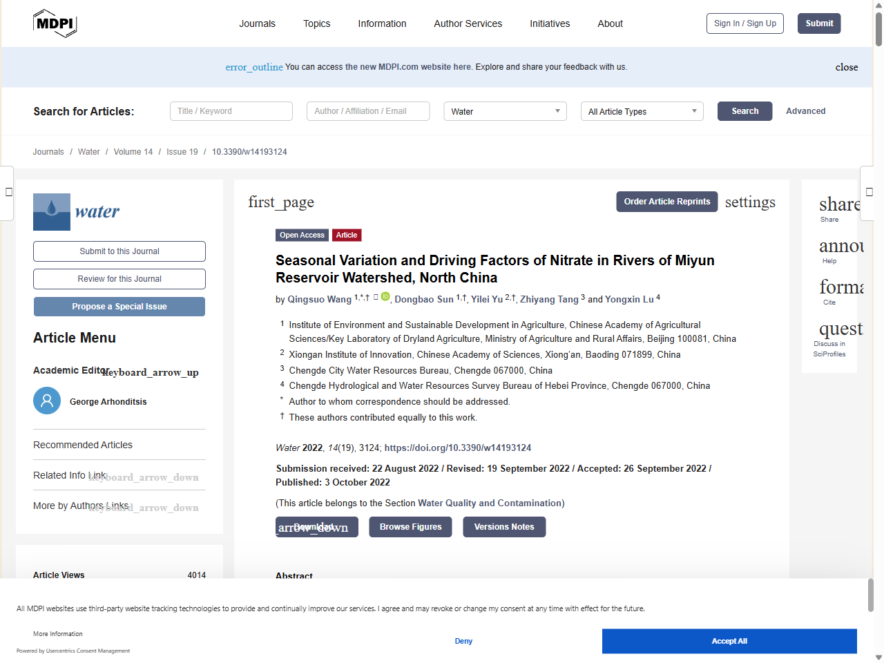 Preview of Seasonal Variation and Driving Factors of Nitrate in Rivers of Miyun Reservoir Watershed, North China - MDPI, accessed August 8, 2025