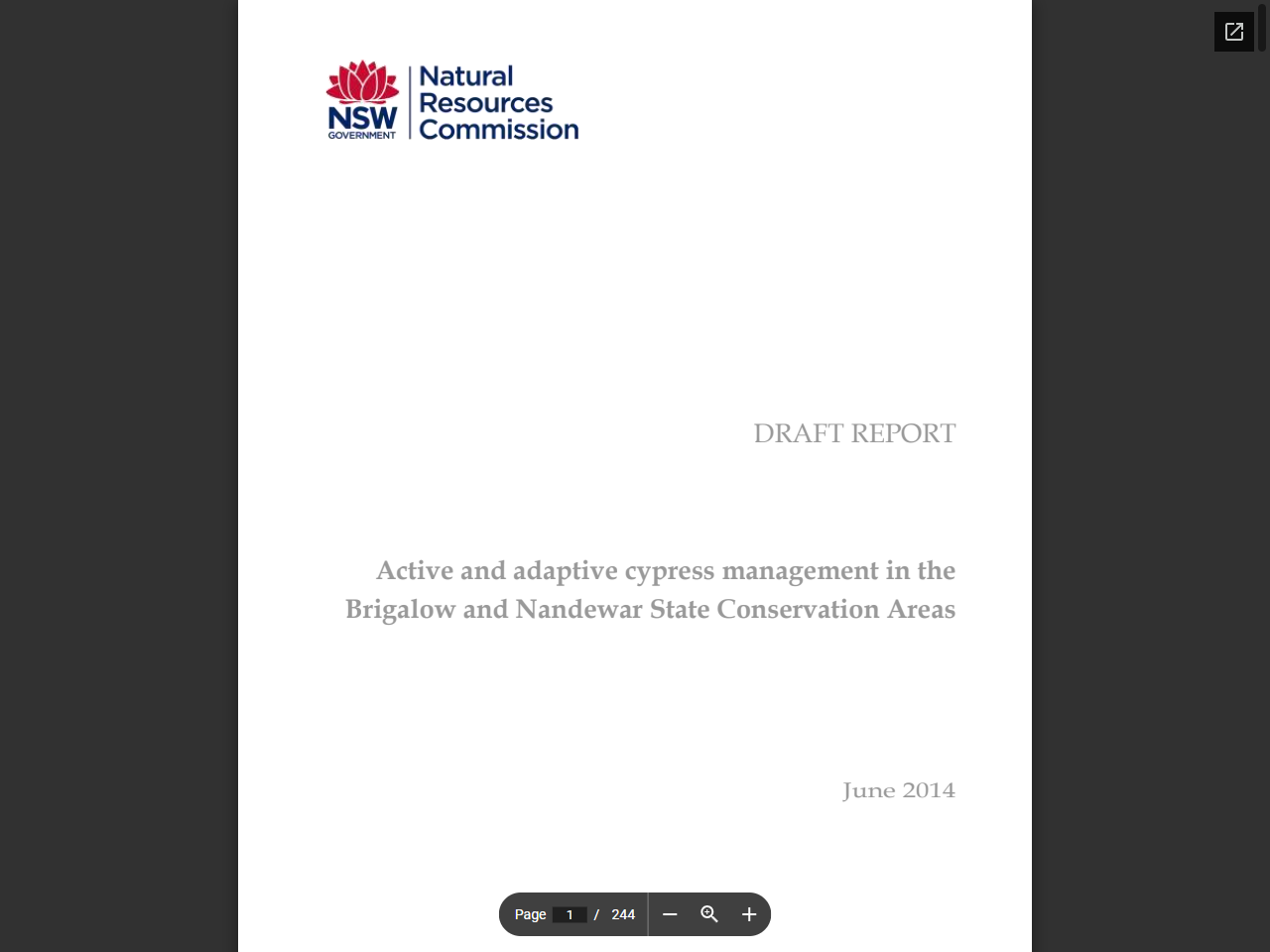 Preview of DRAFT REPORT Active and adaptive cypress management in the Brigalow and Nandewar State Conservation Areas, accessed May 14, 2025, 