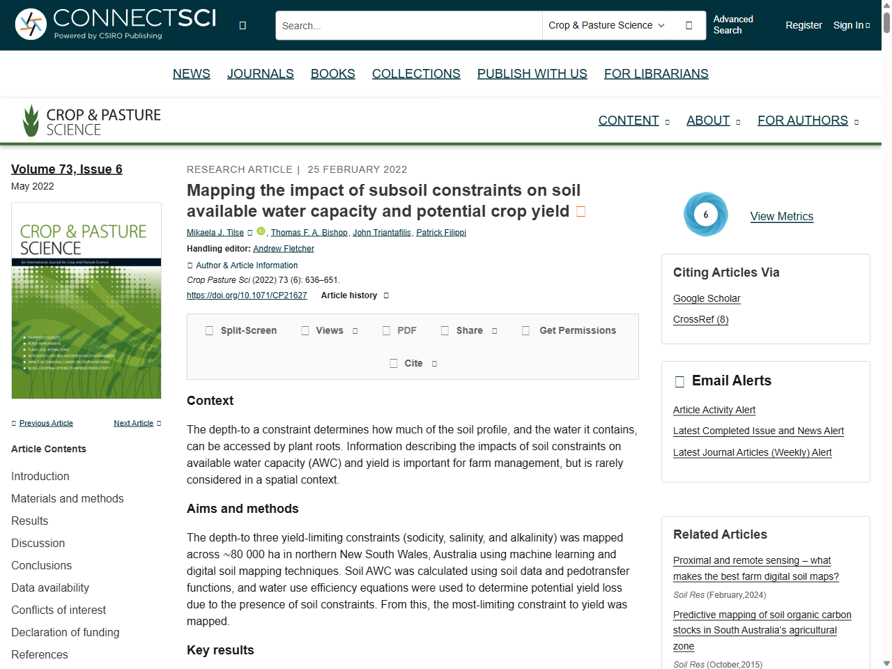 Preview of Mapping the impact of subsoil constraints on soil available water capacity and potential crop yield - CSIRO Publishing, accessed July 30, 2025