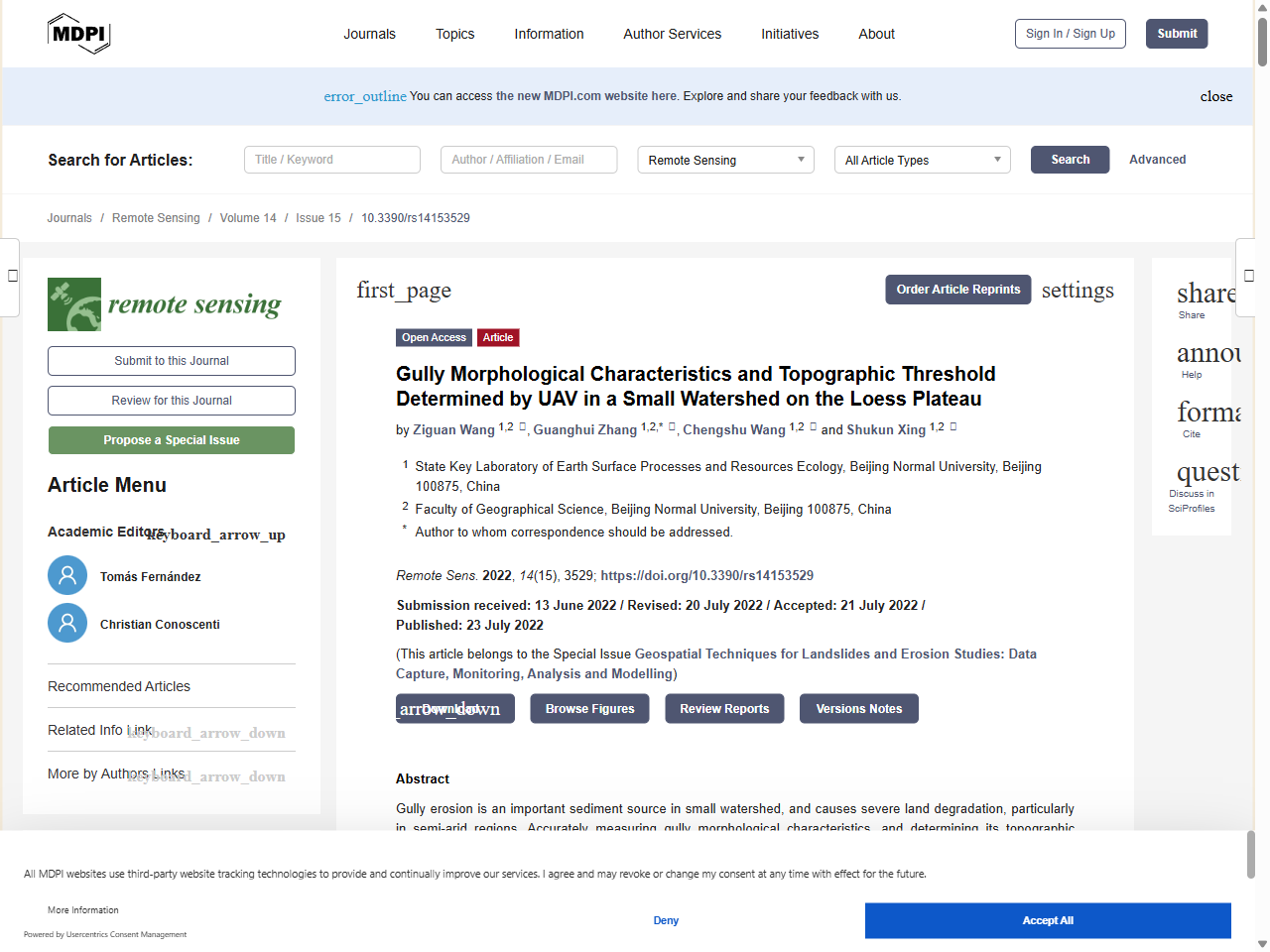 Preview of Gully Morphological Characteristics and Topographic Threshold Determined by UAV in a Small Watershed on the Loess Plateau - MDPI, accessed July 16, 2025, 