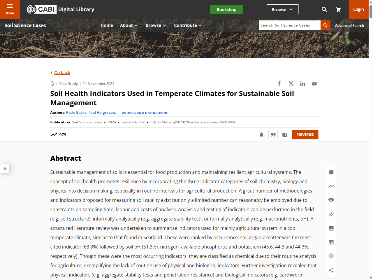 Preview of Soil Health Indicators Used in Temperate Climates for Sustainable Soil Management | Soil Science Cases - CABI Digital Library, accessed May 12, 2025