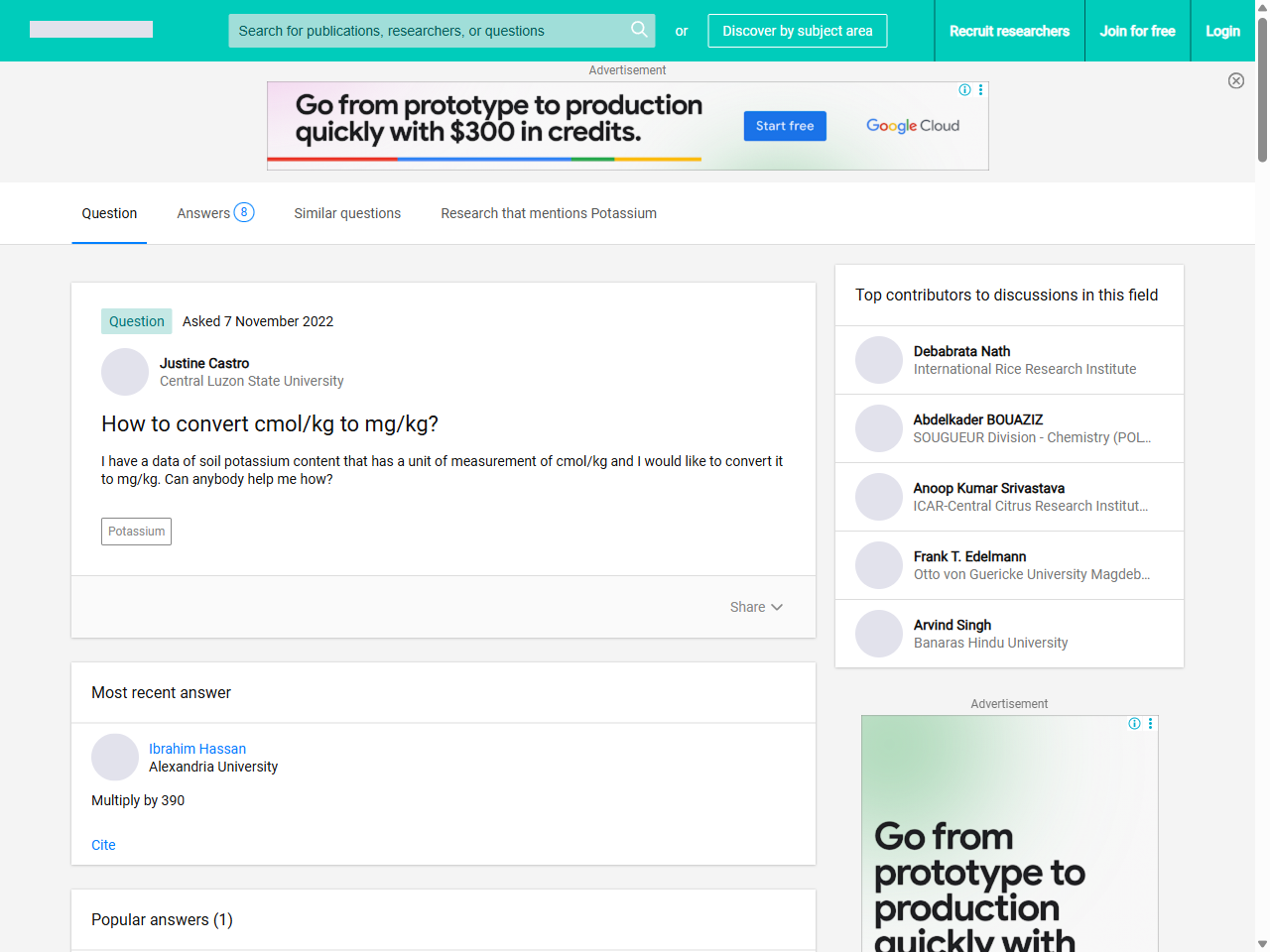 Preview of How to convert cmol/kg to mg/kg? - ResearchGate, accessed July 13, 2025