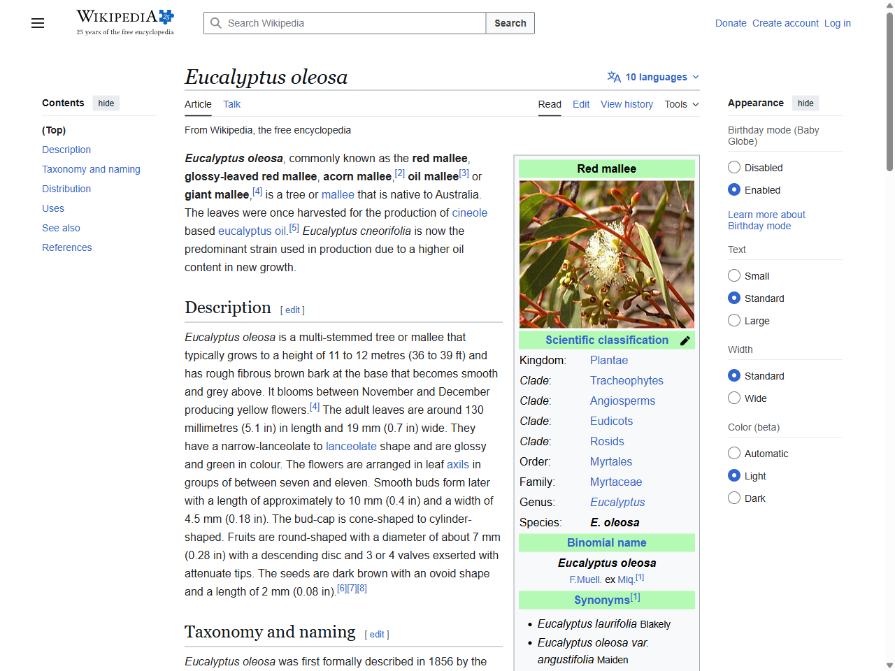 Preview of Eucalyptus oleosa - Wikipedia, accessed July 23, 2025