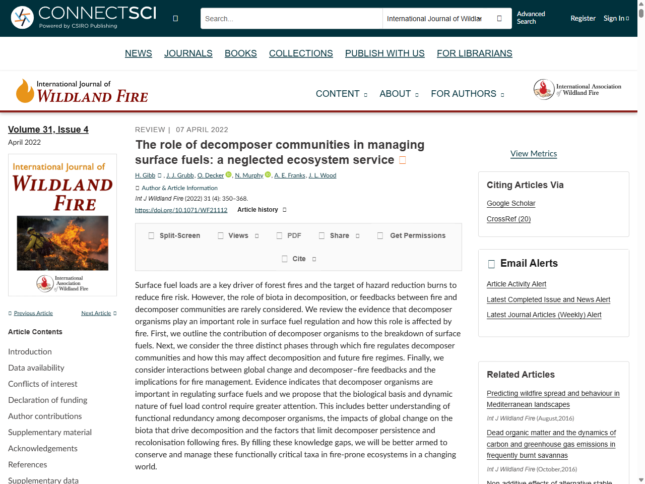 Preview of The role of decomposer communities in managing surface fuels: a neglected ecosystem service - CSIRO Publishing, accessed August 2, 2025