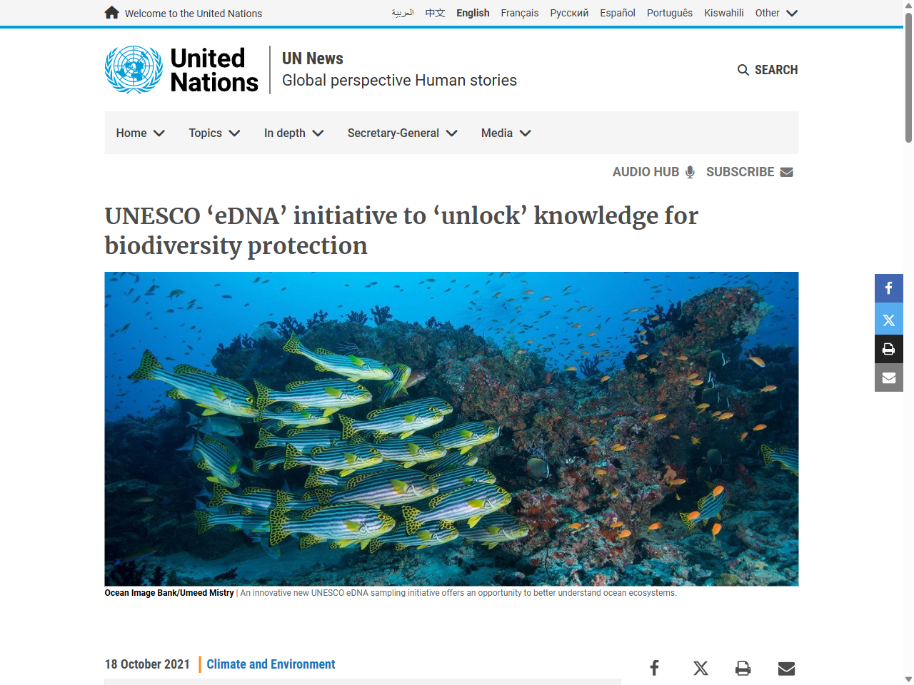 Preview of UNESCO 'eDNA' initiative to 'unlock' knowledge for biodiversity protection | UN News, accessed July 23, 2025