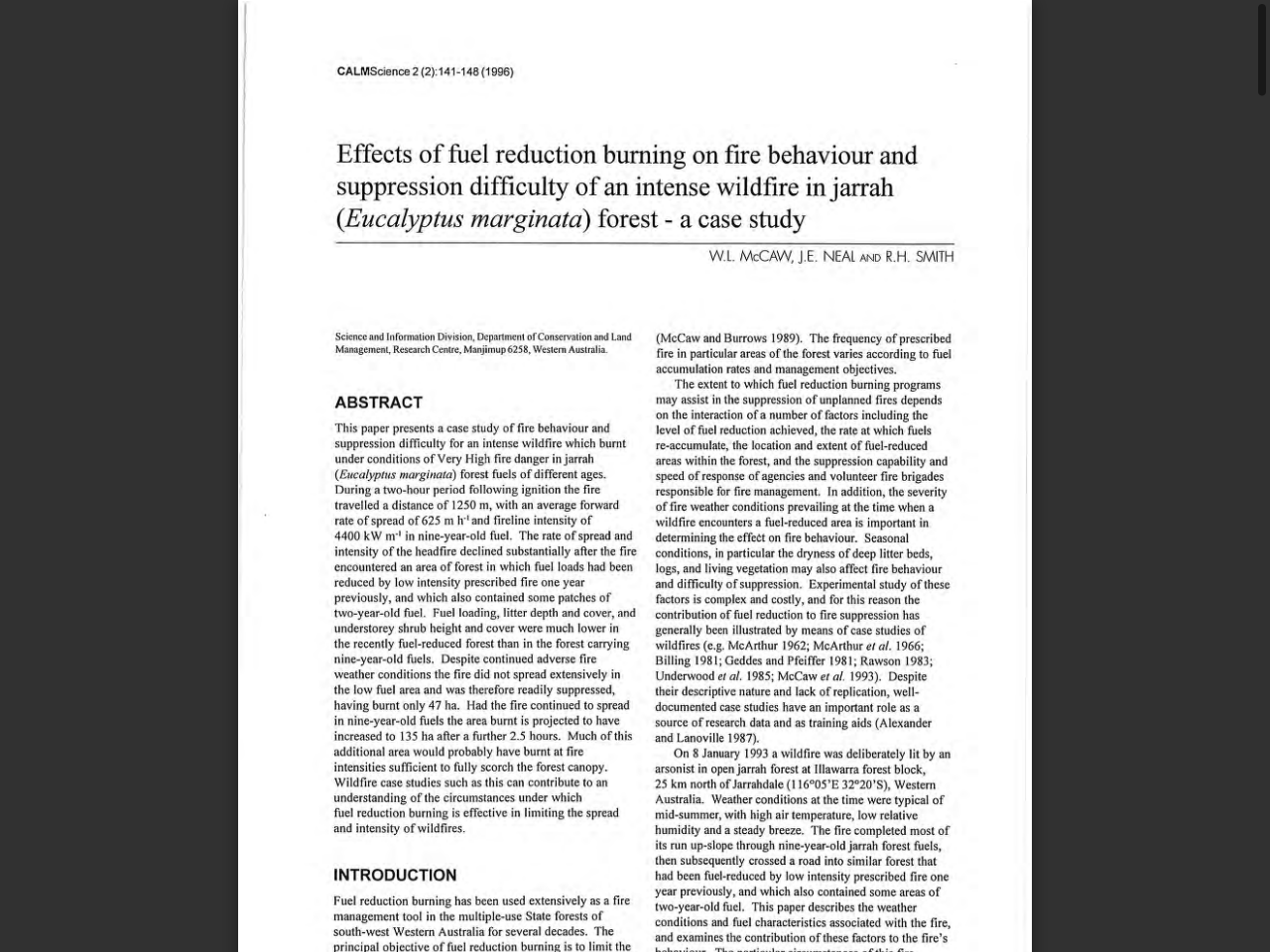 Preview of Effects of fuel reduction burning on fire behaviour ... - DBCA Library