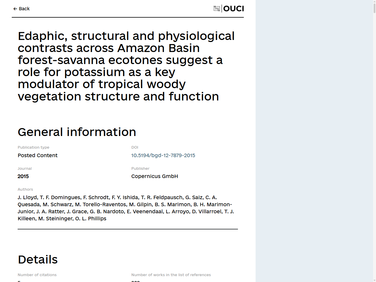 Preview of Edaphic, structural and physiological contrasts across Amazon Basin forest-savanna ecotones suggest a role for potassiu… - OUCI