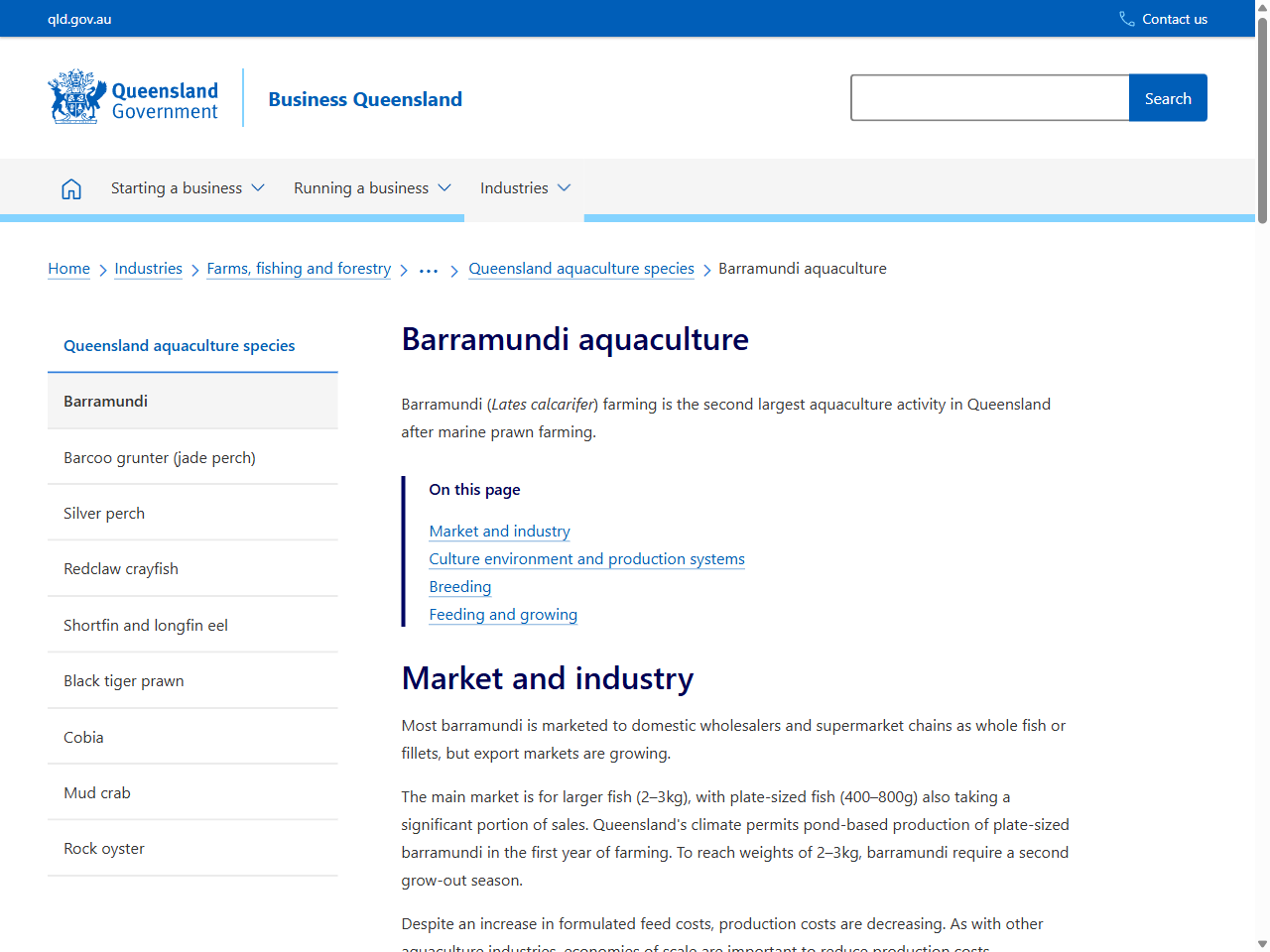 Preview of Barramundi aquaculture | Business Queensland