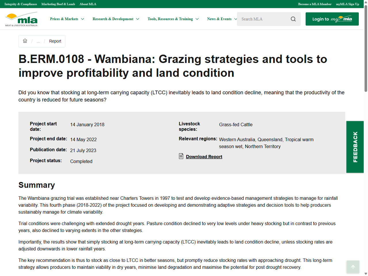 Preview of Wambiana: Grazing strategies and tools to improve profitability and land condition - Department of Primary Industries, Queensland