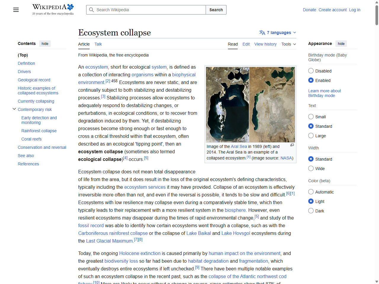 Preview of Ecosystem collapse - Wikipedia