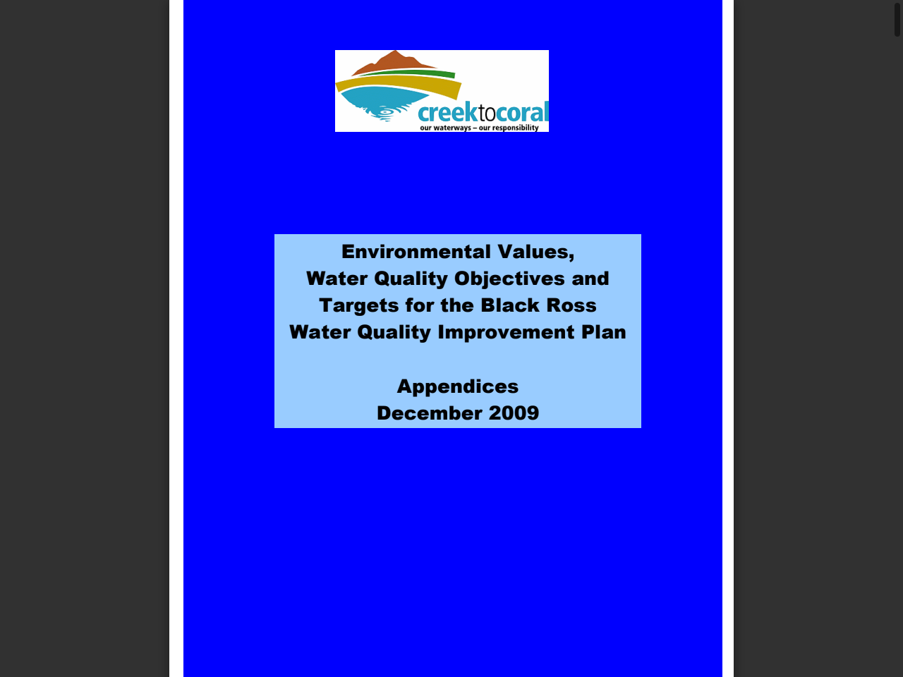 Preview of Environmental Values, Water Quality Objectives and Targets for the Black Ross Water Quality Improvement Plan Appendices December - Creek to Coral, accessed May 11, 2025,