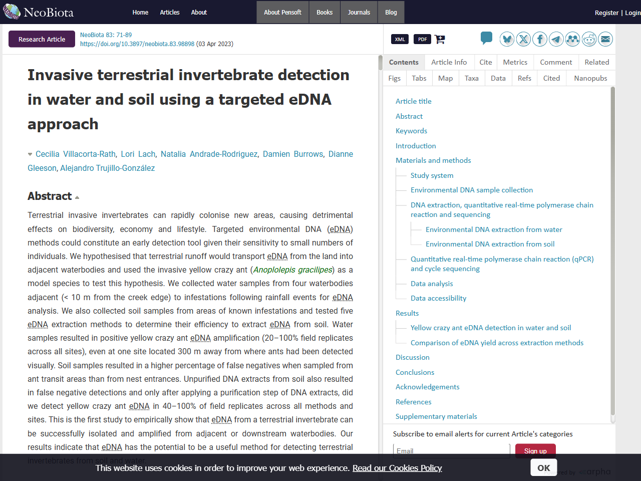 Preview of Invasive terrestrial invertebrate detection in water and soil using a targeted eDNA approach